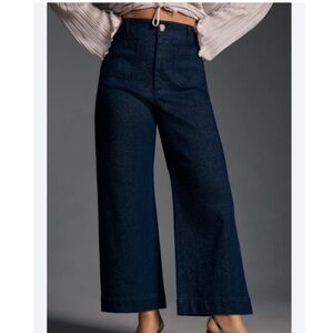 Maeve Colette Wide Leg Cropped Jeans with a sparkle